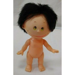 Vtg Boy Doll Made In Japan Black Hair Large Smile Green Eyes Rare